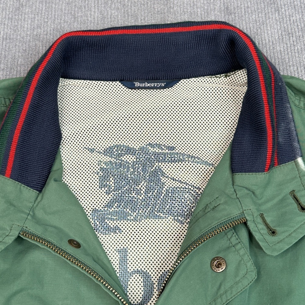 Vintage Burberrys Harrington Bomber Jacket Green Striped Trim Made in Spain - Picture 6 of 16